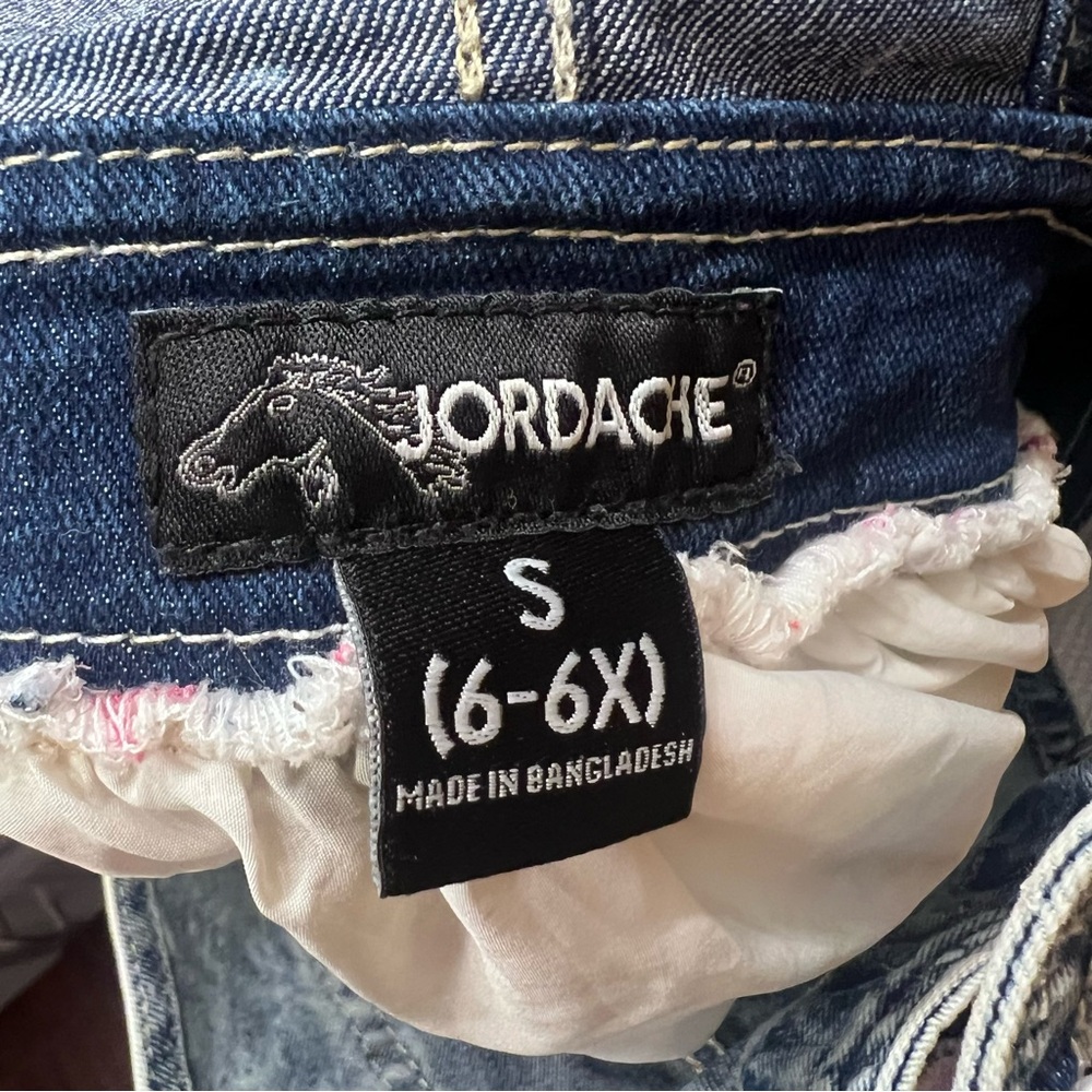 Jordache Girls Denim & Floral Overall Dress – Size S (6–6X)